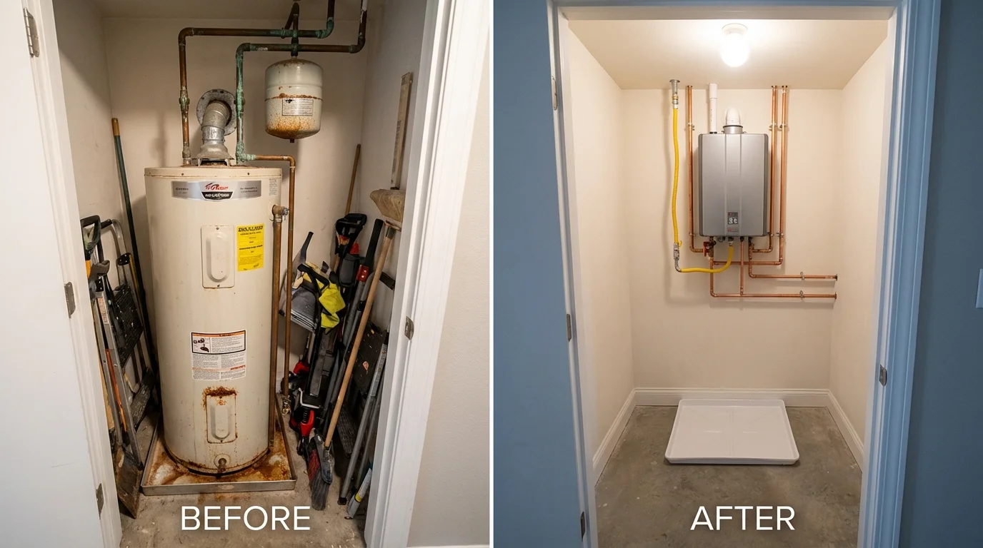 Tank water heater versus wall-mounted tankless unit comparison for Hawley, MN homeowners