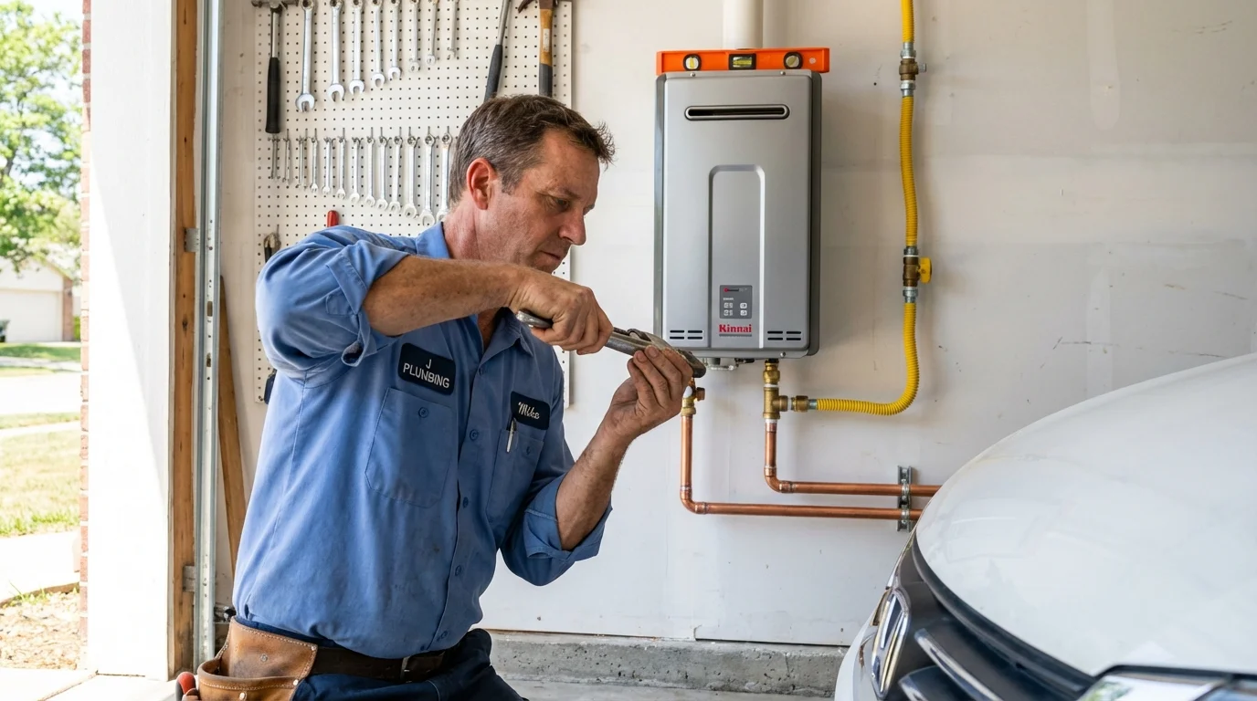 Tankless water heater installation by a Johns Plumbing LLC plumber in Hawley